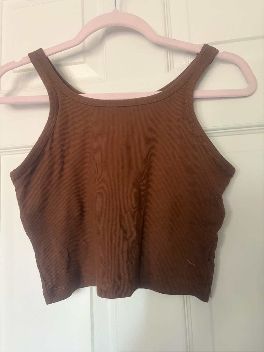 PINK Crop Top With Shelf Bra